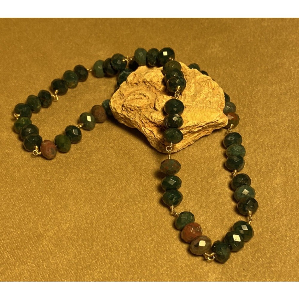 Ruby and Zoisite Handmade Necklace Faceted Beads Gold Wire
